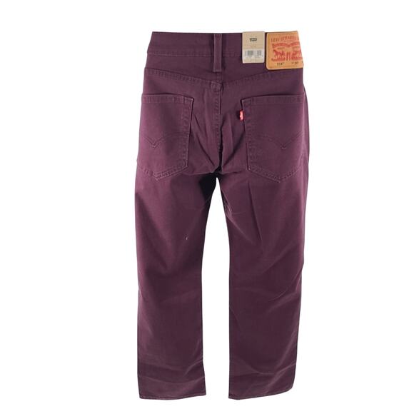 Levi's 514 straight stretch jeans deep burgundy mens Size 30x30 casual normcore - Picture 3 of 11